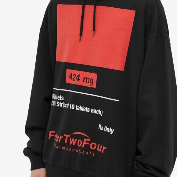 424 MG Print Oversized Hoody XS Men Black Pharmaceuticals On Fairfax Hoodie - Picture 14 of 15